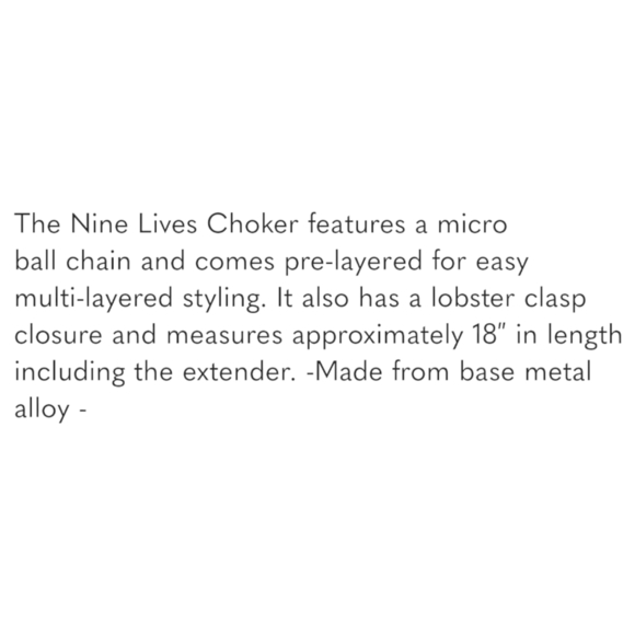 8 Other Reasons Nine Lives Choker in Rhodium Silver Tone Layered Look‎ NWT - Picture 3 of 8